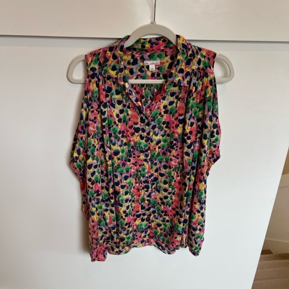 Gap Sleeveless Button Down Floral Colorful Top Collar Neck Womens Size Small